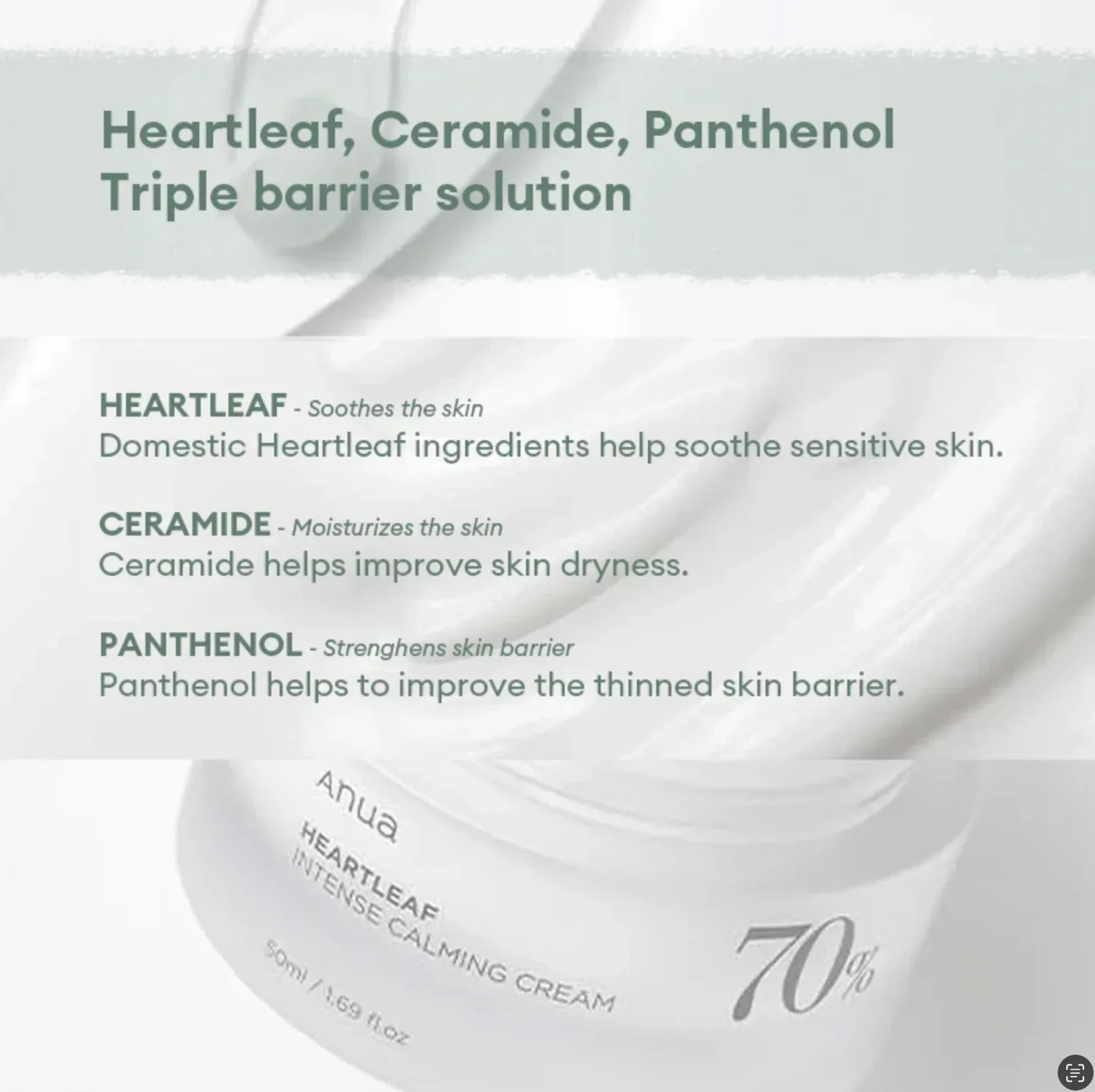 Heartleaf 70 Intense Calming Cream [50ml] - Image 4