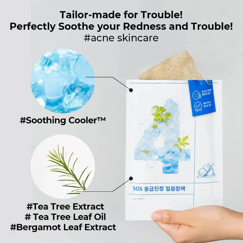 No.4 SOS Icy Soothing Sheet Mask Set [4pcs] - Image 3