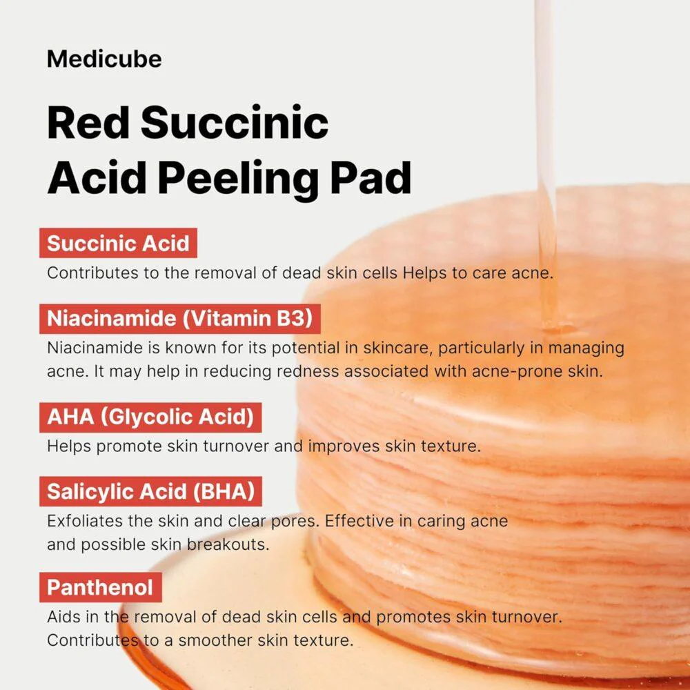 Red Succinic Acid Peeling Pad [70ea] - Image 2